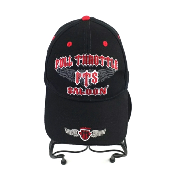 Full Throttle Saloon Biker Bar Adjustable Baseball Hat Unisex Black Embroidered